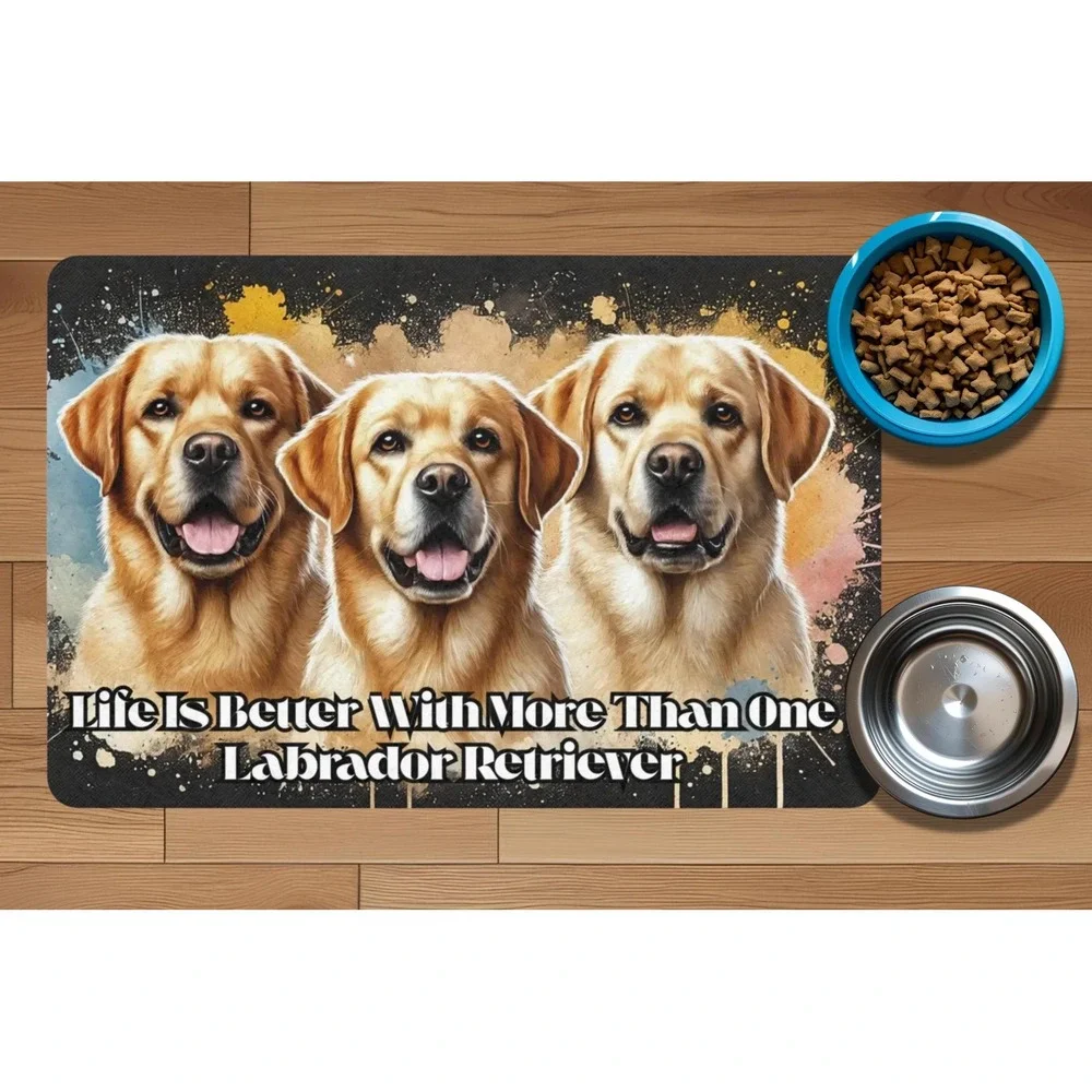Pet Food Mat - "Life is Better With More Than One Labrador Retriever&quot